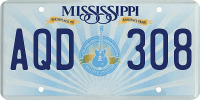 MS license plate AQD308