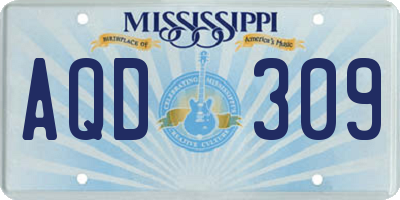 MS license plate AQD309