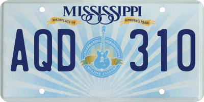 MS license plate AQD310