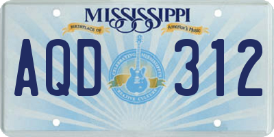 MS license plate AQD312