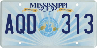 MS license plate AQD313