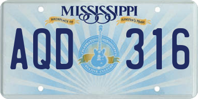 MS license plate AQD316