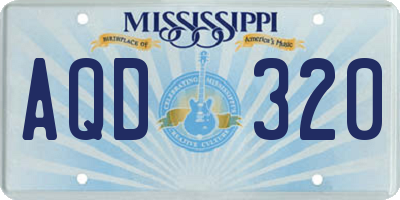 MS license plate AQD320
