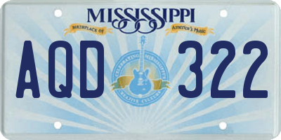 MS license plate AQD322
