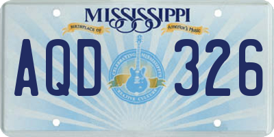 MS license plate AQD326