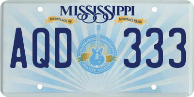 MS license plate AQD333