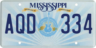 MS license plate AQD334
