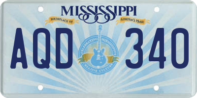 MS license plate AQD340