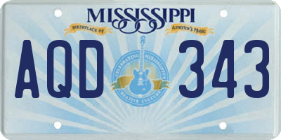MS license plate AQD343