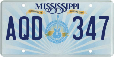MS license plate AQD347