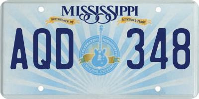 MS license plate AQD348