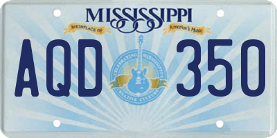 MS license plate AQD350