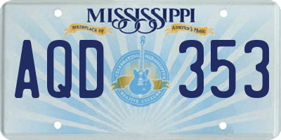 MS license plate AQD353