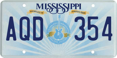 MS license plate AQD354