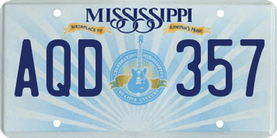 MS license plate AQD357