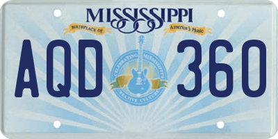 MS license plate AQD360