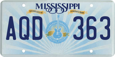 MS license plate AQD363