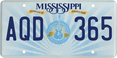 MS license plate AQD365