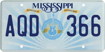 MS license plate AQD366