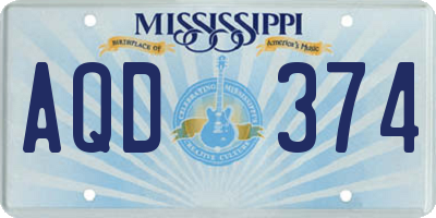 MS license plate AQD374