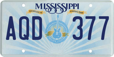 MS license plate AQD377