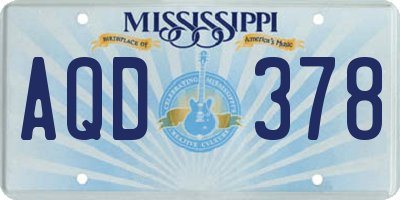 MS license plate AQD378