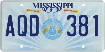 MS license plate AQD381
