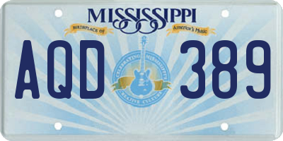 MS license plate AQD389