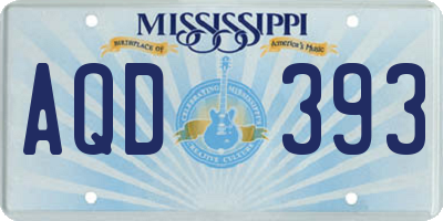 MS license plate AQD393