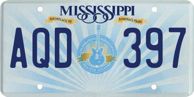 MS license plate AQD397