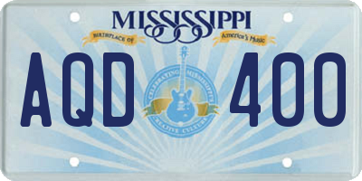 MS license plate AQD400