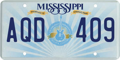 MS license plate AQD409