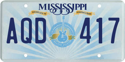 MS license plate AQD417