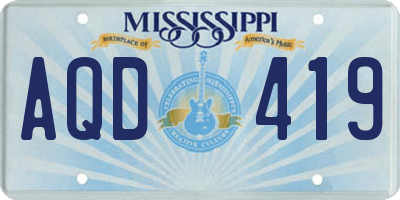 MS license plate AQD419