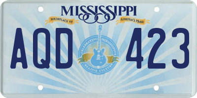 MS license plate AQD423