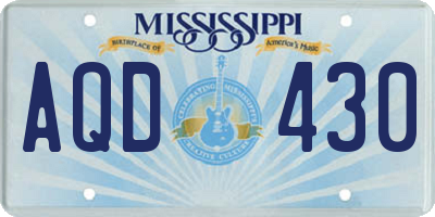 MS license plate AQD430