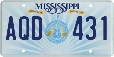 MS license plate AQD431
