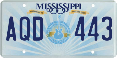 MS license plate AQD443