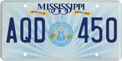 MS license plate AQD450