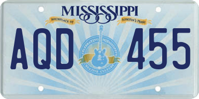 MS license plate AQD455