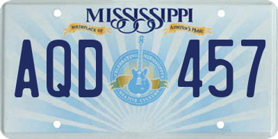 MS license plate AQD457
