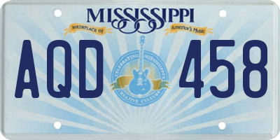 MS license plate AQD458