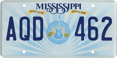 MS license plate AQD462