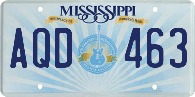 MS license plate AQD463