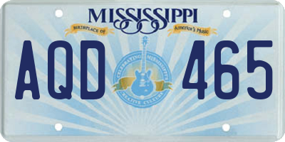 MS license plate AQD465