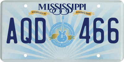 MS license plate AQD466