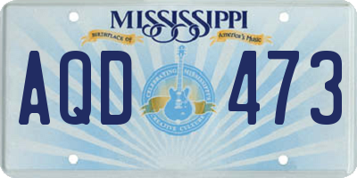 MS license plate AQD473