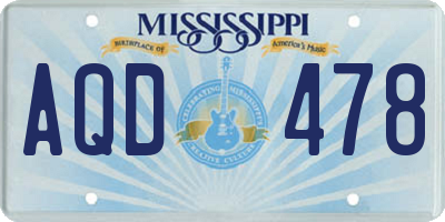 MS license plate AQD478