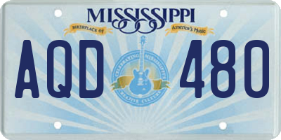 MS license plate AQD480