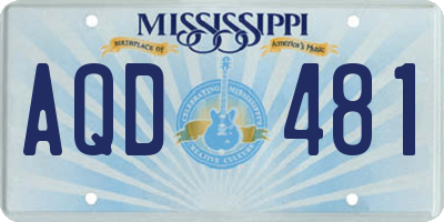 MS license plate AQD481
